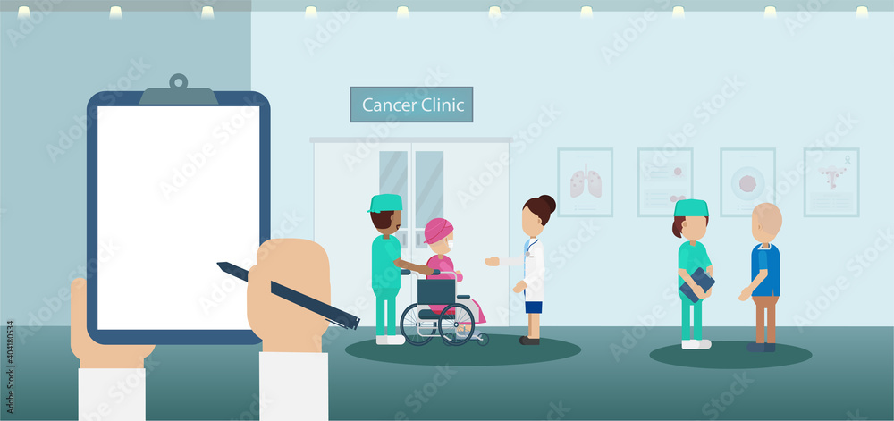 Blank screen notepad in cancer clinic Blank screen notepad in cancer clinic