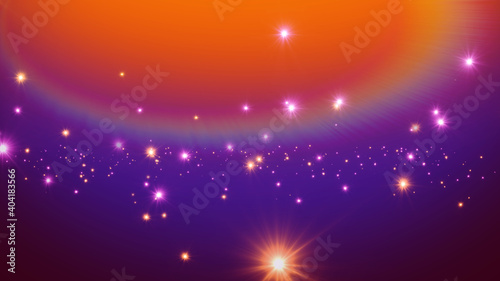 Abstract Fantasy Red Purple Orange Heavenly Stars Flares Sparkling Motion Background Design