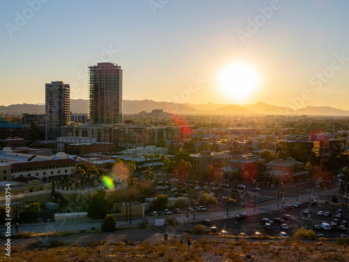 High angle view of the Tempe cityscape from A Mountain