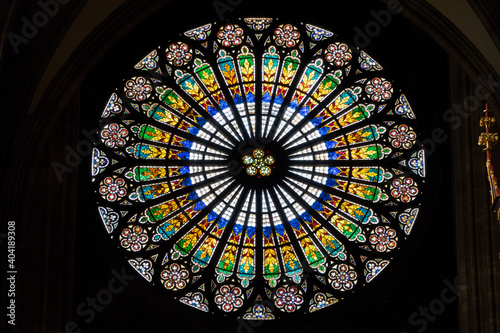 Rose window interior, Strasbourg Cathedral, France