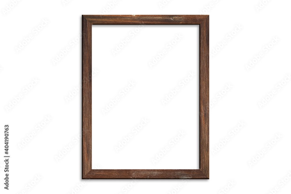Wood picture frame isolated on white background with clipping path . Image display concept Wood picture frame isolated on white background with clipping path . Image display concept