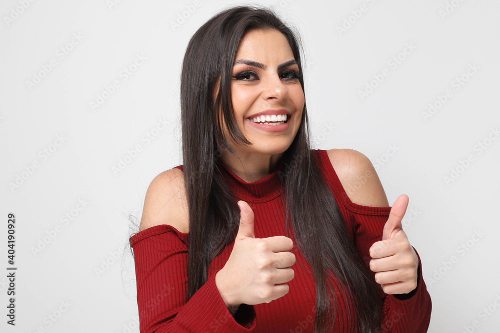 beautiful girl holding valentine's gift on white background beautiful girl holding valentine's gift on white background