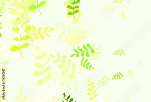 Light Green, Yellow vector elegant template with leaves.