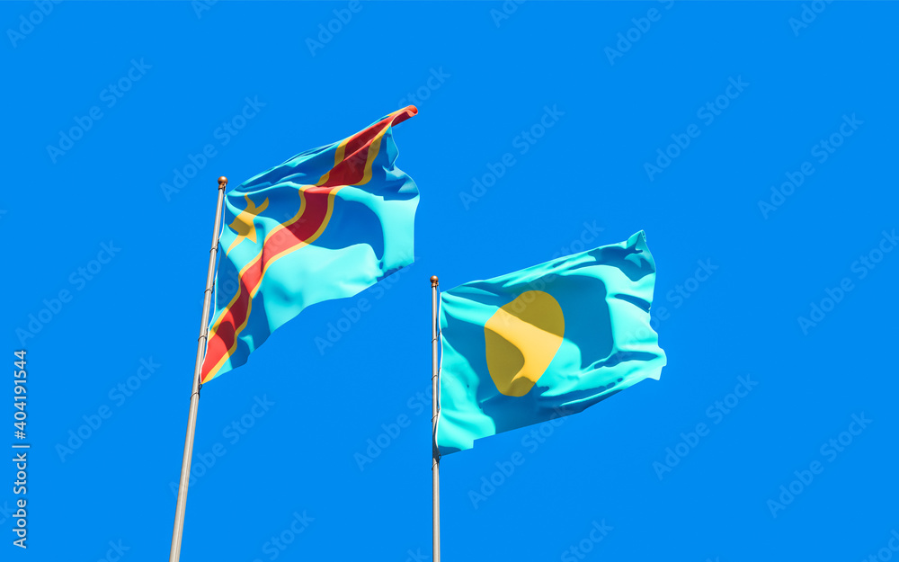 Flags of Palau and DR Congo. Flags of Palau and DR Congo.