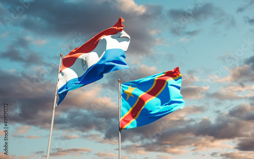 Flags of Paraguay and DR Congo. © Leo Altman