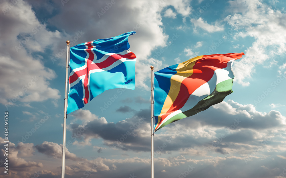Flags of Iceland and Seychelles. Flags of Iceland and Seychelles.