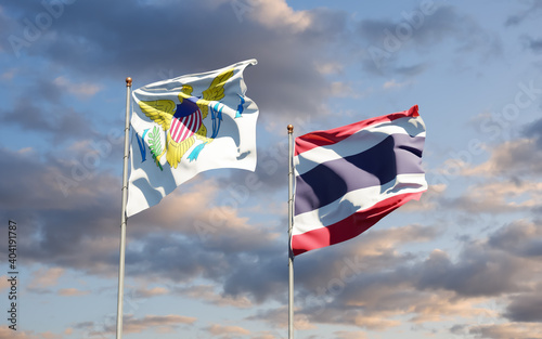 Flags of United States Virgin Islands and Thailand. © Leo Altman