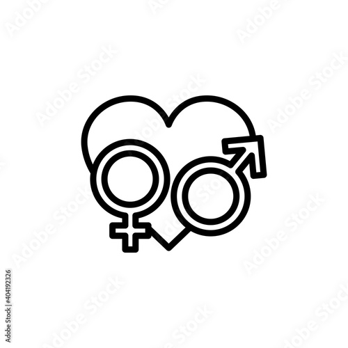 Gender line icon with heart. simple design editable. Design template vector