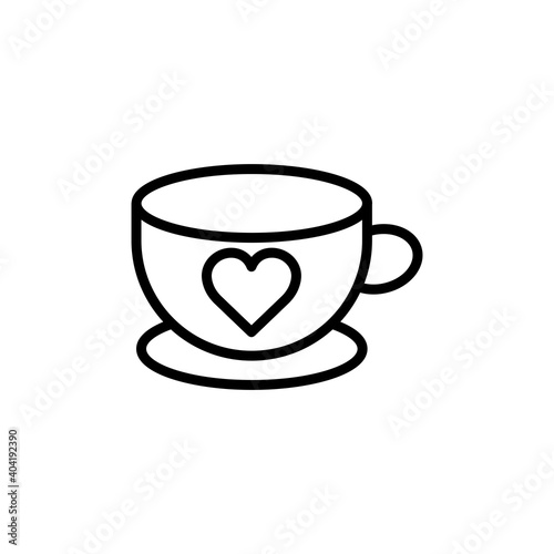 Coffee cup line icon with heart. simple design editable. Design template vector
