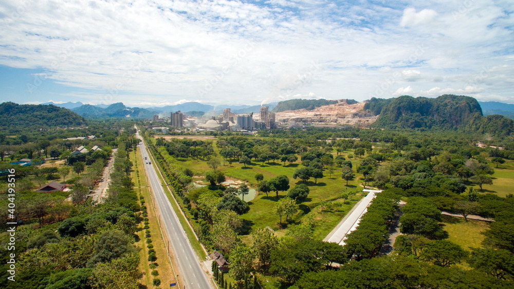 aerial view of Cement mining quarry 