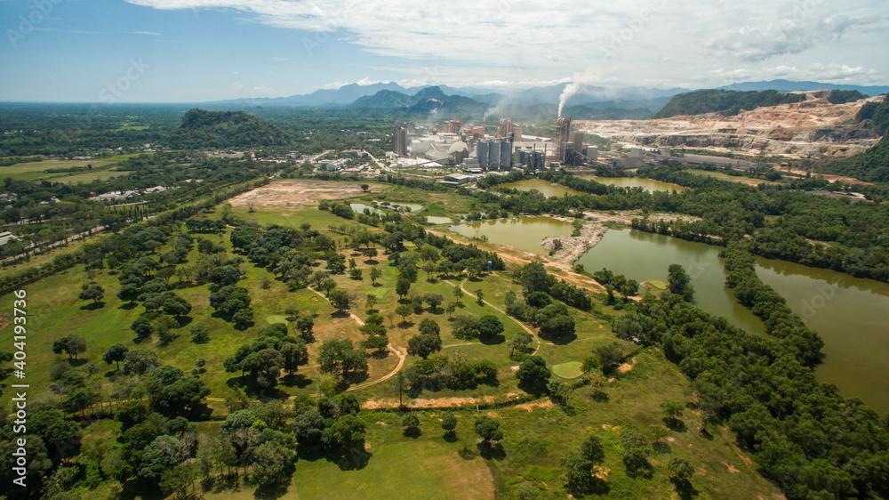 aerial view of Cement mining quarry 