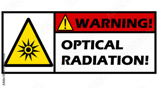 warning sign yellow on white and red background with full text