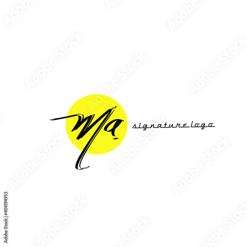 m a ma initial letter handwriting and signature logo