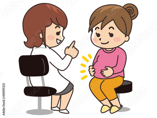 妊婦健診　女医と妊婦