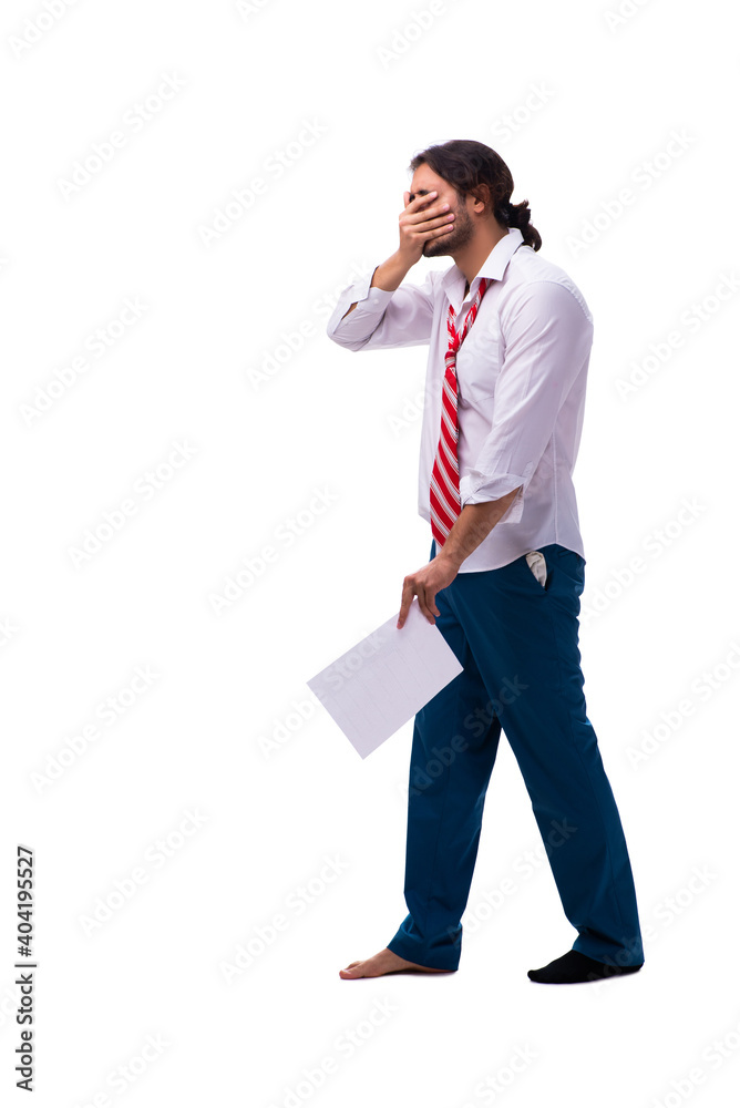 Young man with paper in unemployment concept Young man with paper in unemployment concept