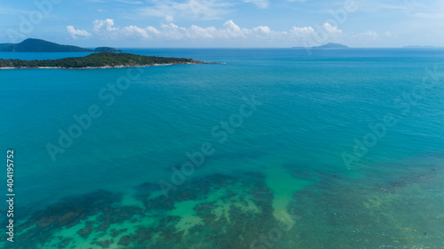 Aerial view of Beautiful island in tropical sea summer season sunny day,Nature environment and travel background concept