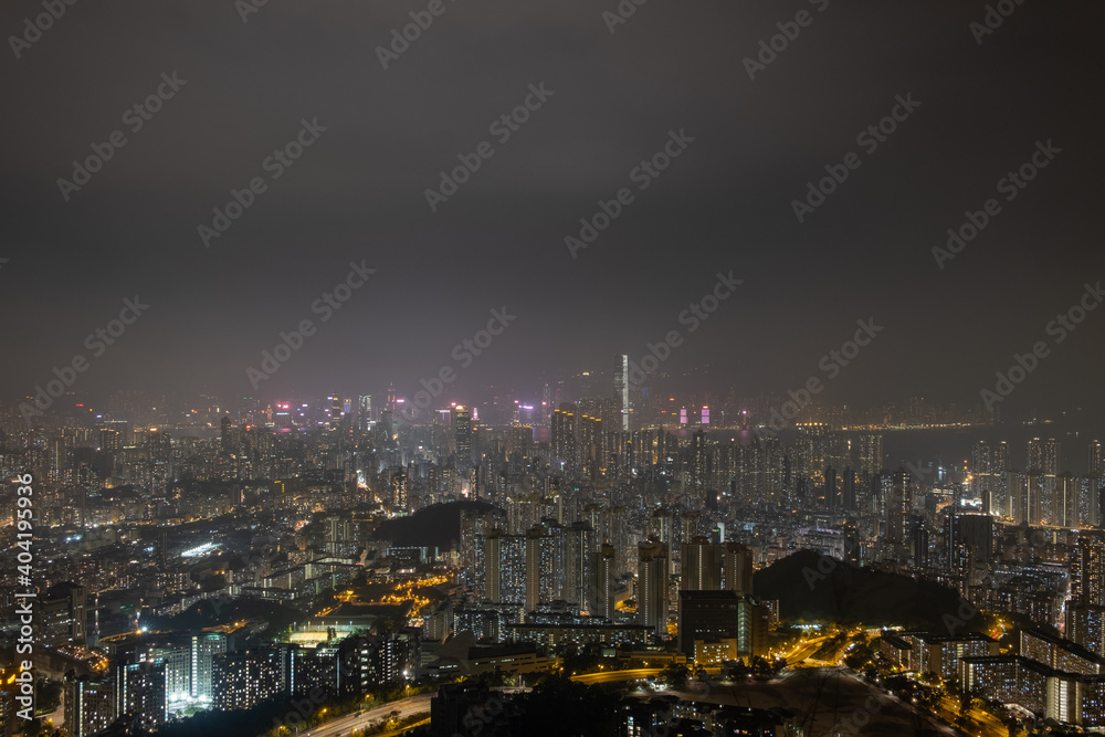 Kowloon in the night as seen during the hike.