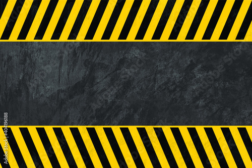Danger or caution of yellow line pattern frame with grunge surface background and free copy space in the middle. Background and texture illustration.