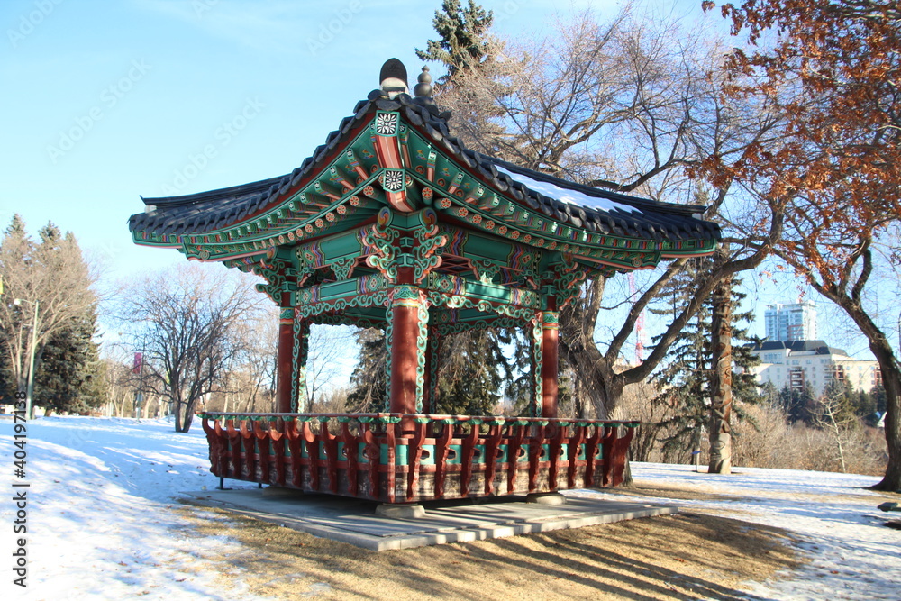 Winter At Korean Pavilion, Edmonton, Alberta