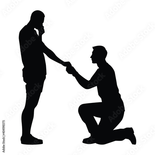 Gay lovers couple silhouette vector, Homosexual concept, valentines day concept.