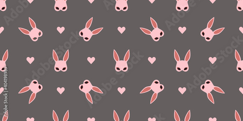 masks for bdsm pattern seamless.bunny bdsm mask seamless pattern. hand drawn easter design for sex shop, social media card,poster, video blog covert, shirt print postcard.Template for erotic content. 