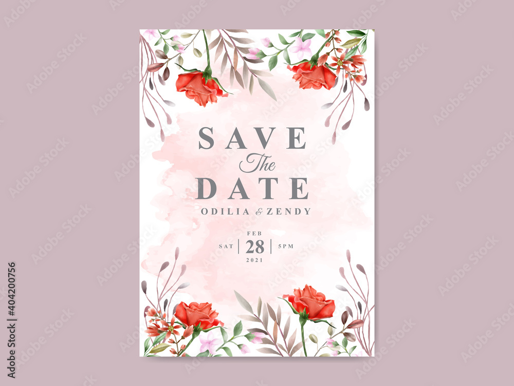 beautiful and elegant wedding invitation with floral design