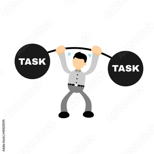 stress businessman work task under risk cartoon doodle flat design style vector illustration 