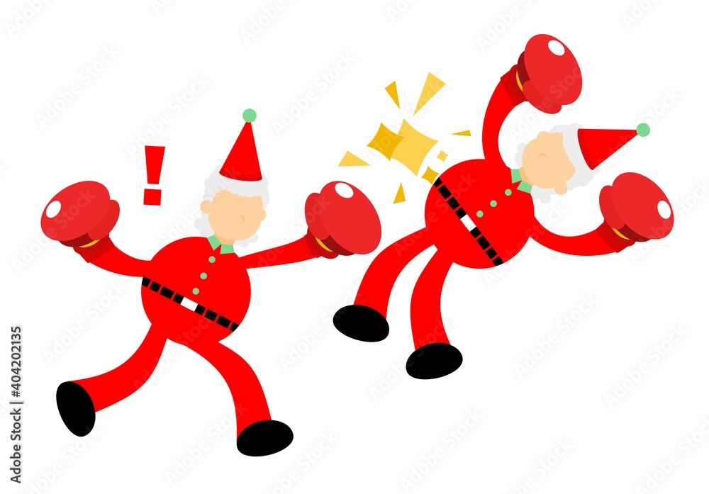 christmas red santa claus fight boxing competition cartoon flat design style vector illustration christmas red santa claus fight boxing competition cartoon flat design style vector illustration