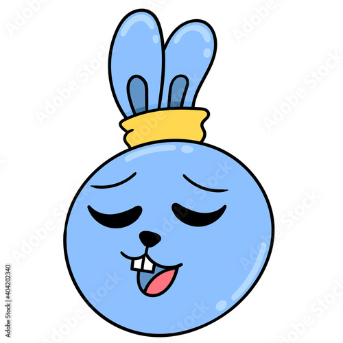 bunny head emoticon with an arrogant and patient facial expression, doodle icon image