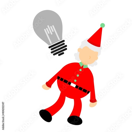 christmas red santa claus with dead idea bulb lamp cartoon doodle flat design style vector illustration 