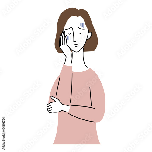 青ざめ、体調が悪そうな女性