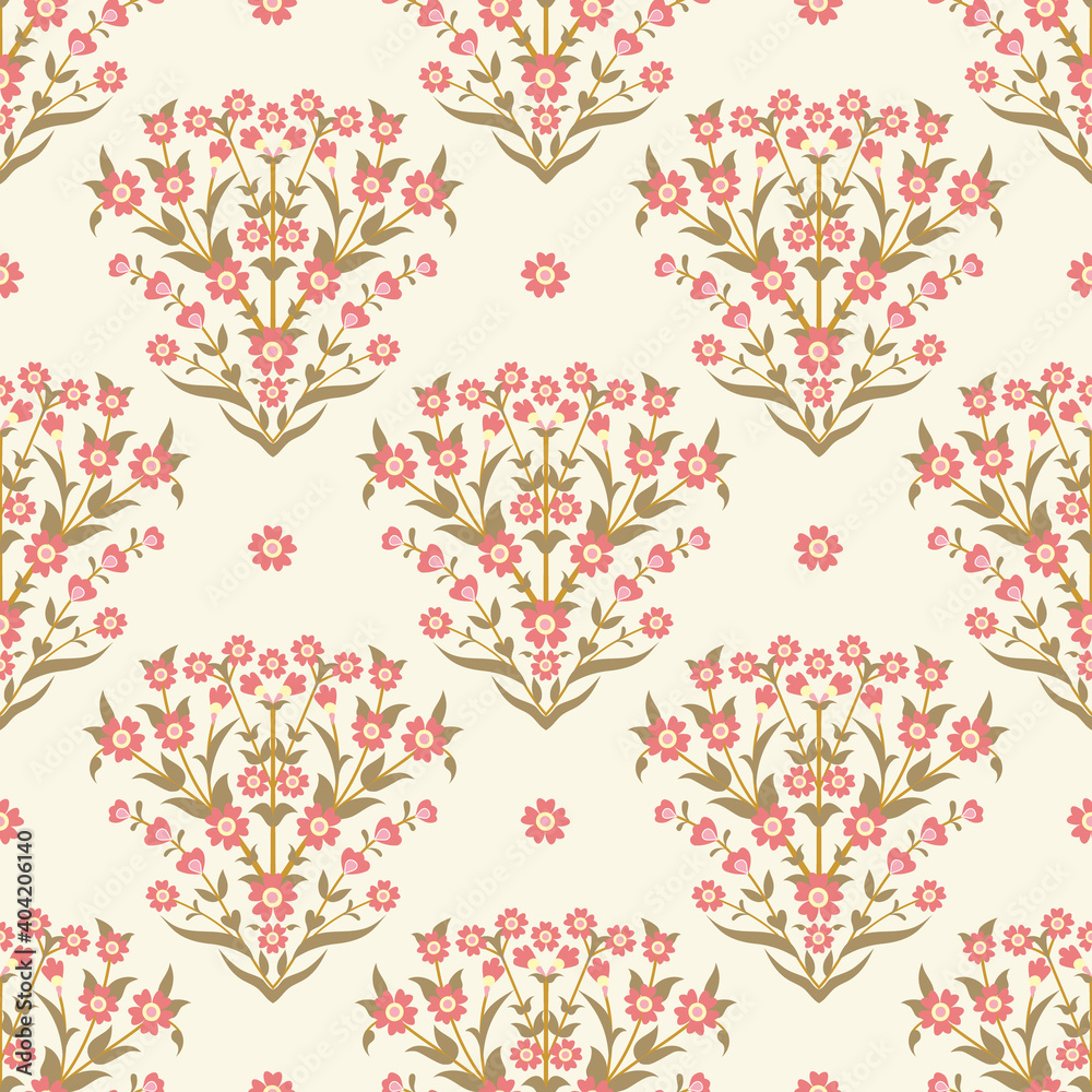 Pink flowers floral seamless pattern