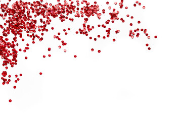 Red glitter, sequins, confetti