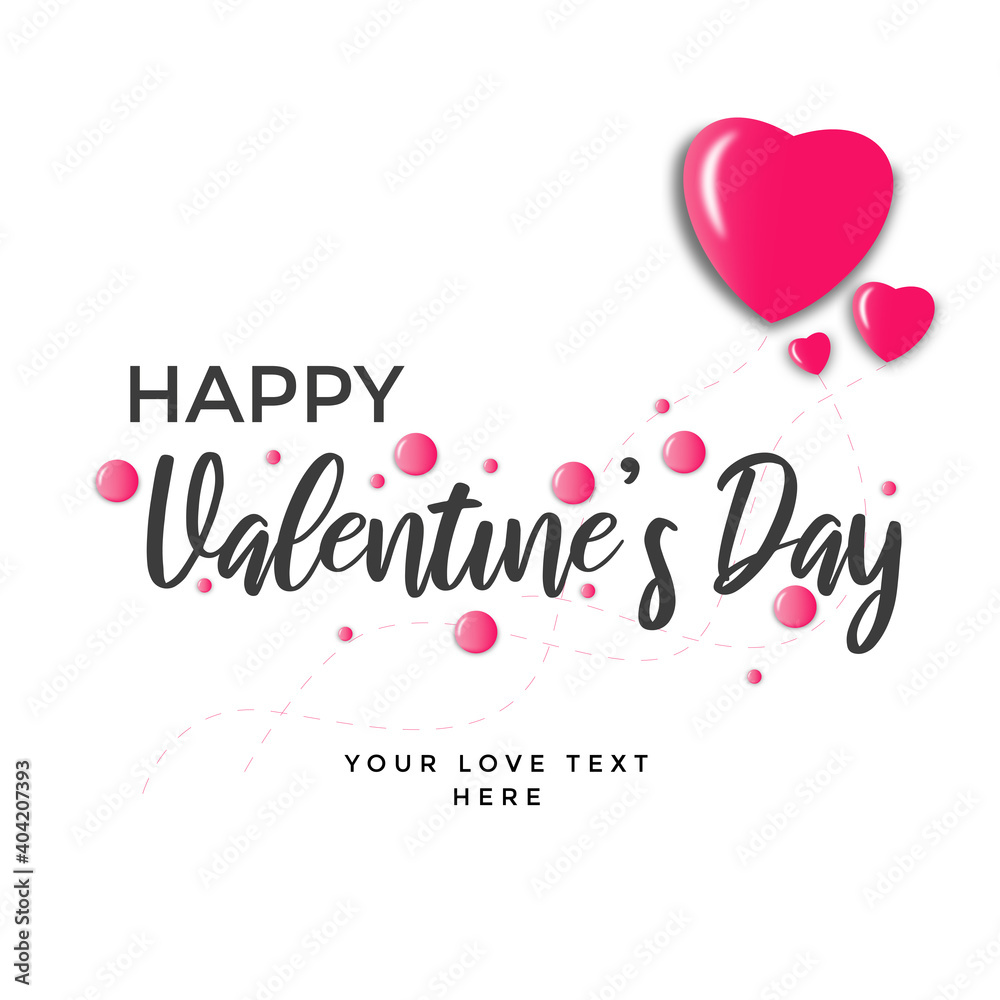 Happy Valentine's Day Thypography Vector Illustration With Pink Round and 3d effect Pink Love