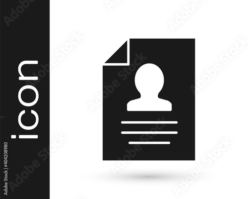 Grey Resume icon isolated on white background. CV application. Searching professional staff. Analyzing personnel resume. Vector.