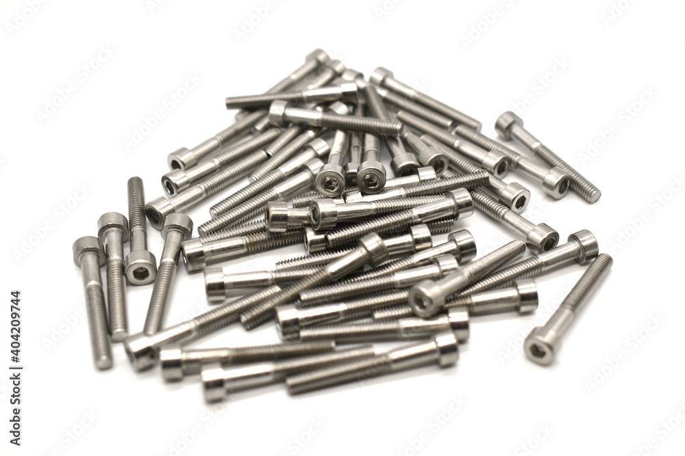Socket head cap screws on white background. Socket head cap screws on white background.