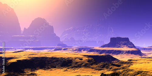 Alien Planet. Mountain. 3D rendering