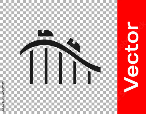 Black Roller coaster icon isolated on transparent background. Amusement park. Childrens entertainment playground, recreation park. Vector.