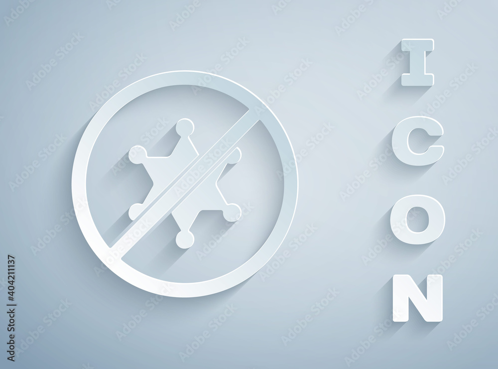 Fototapeta premium Paper cut Protest icon isolated on grey background. Meeting, protester, picket, speech, banner, protest placard, petition, leader, leaflet. Paper art style. Vector.