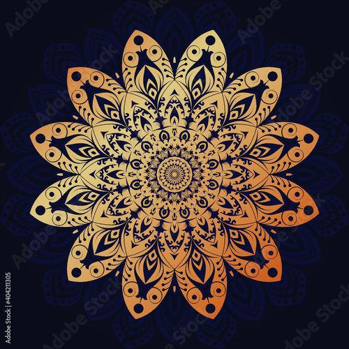 Luxury ornamental mandala background design with golden arabesque and floral corner frame Arabic islamic east style