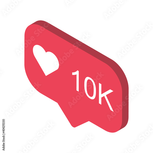 Follower isometric notification symbol for application instagram. Web app button for social media. Vector illustration icon