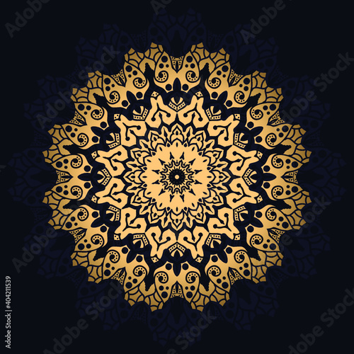 Luxury ornamental mandala background design with golden arabesque and floral corner frame Arabic islamic east style