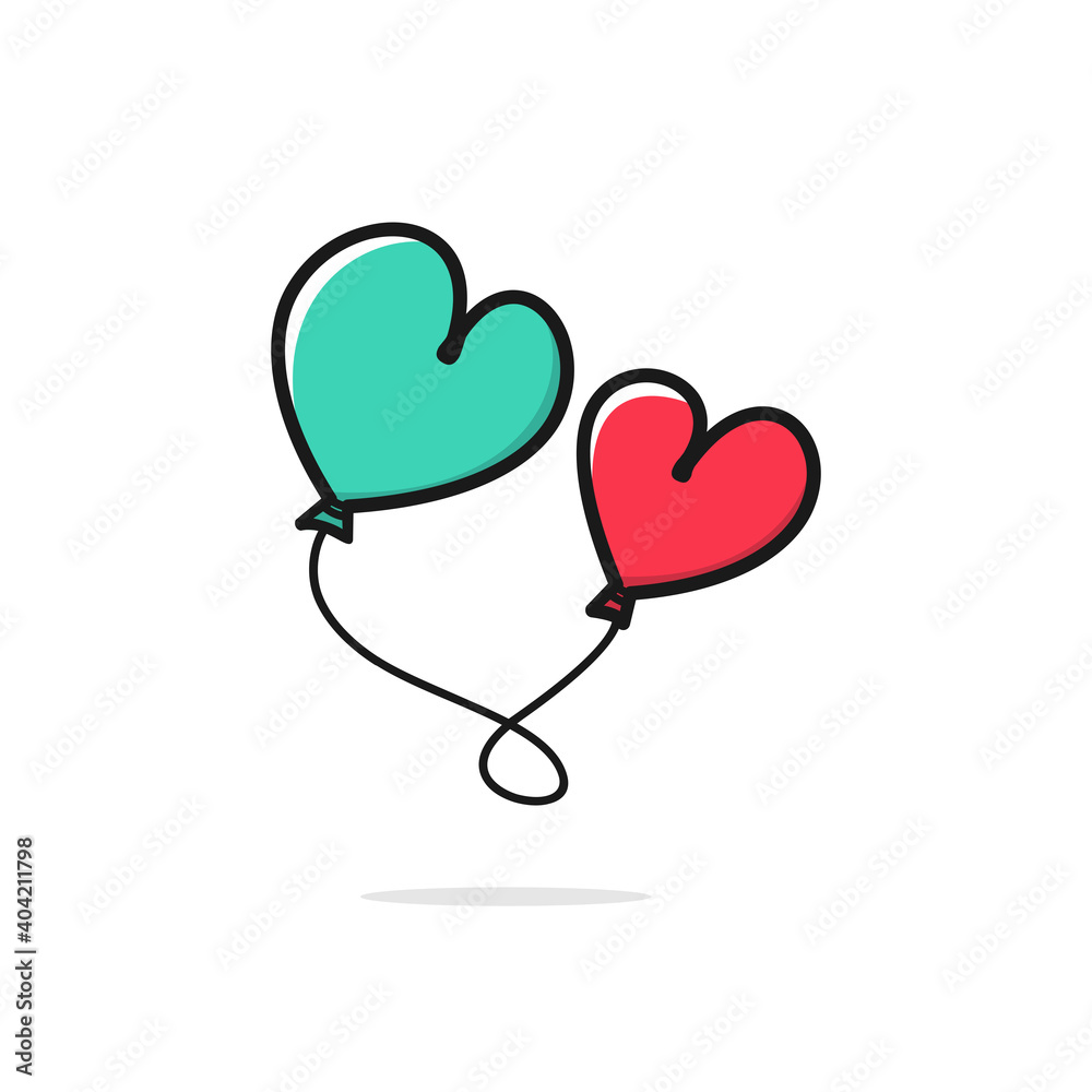 flying balloon in heart shape