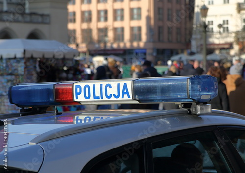 Polish police car in the street