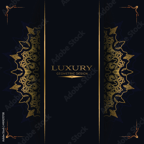 Luxury ornamental mandala background design with golden arabesque and floral corner frame Arabic islamic east style