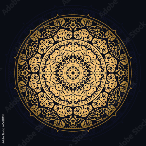 Luxury ornamental mandala background design with golden arabesque and floral corner frame Arabic islamic east style