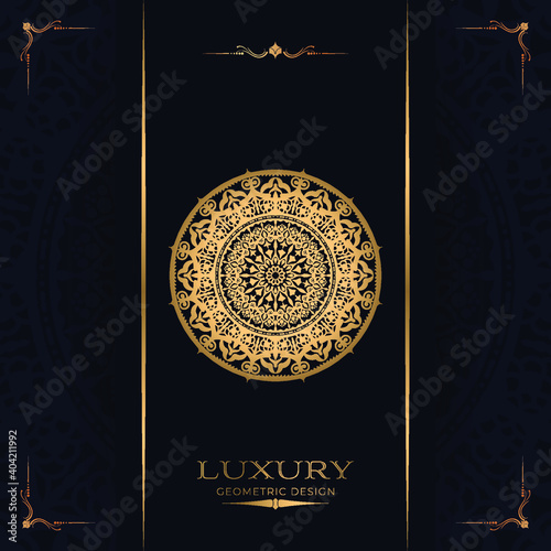 Luxury ornamental mandala background design with golden arabesque and floral corner frame Arabic islamic east style
