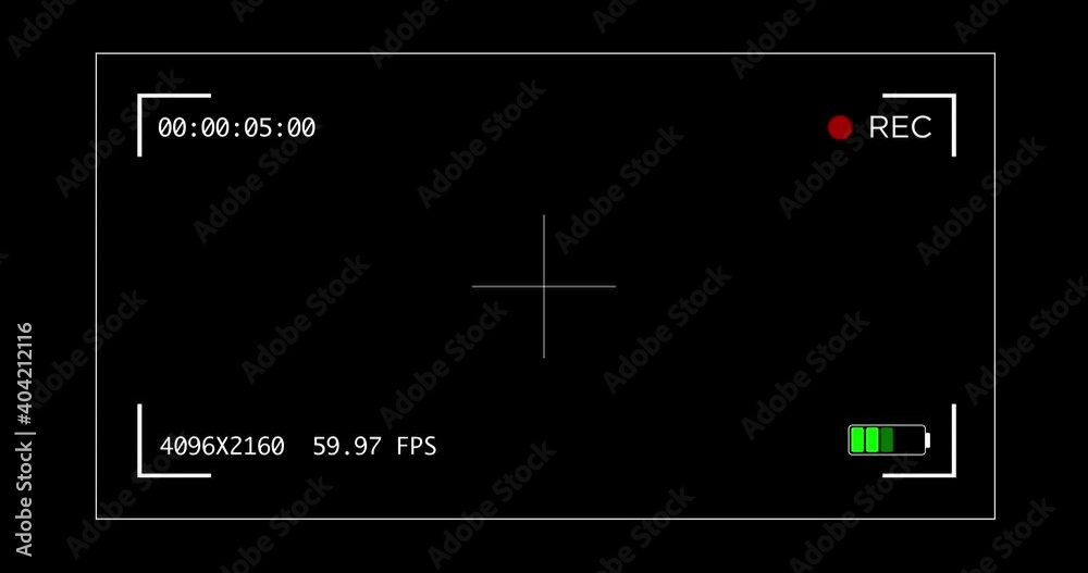 Screen monitor view finder camera camcorder display flashing battery and recording counting time