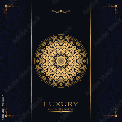 Luxury ornamental mandala background design with golden arabesque and floral corner frame Arabic islamic east style
