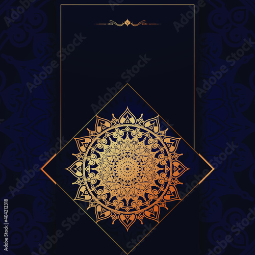Luxury ornamental mandala background design with golden arabesque and floral corner frame Arabic islamic east style